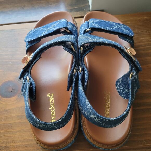 ShoeDazzle Clara Denim Platform Sandals Size 8 New NWT Adjustable Straps - Picture 6 of 8